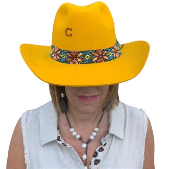 CHARLIE 1 HORSE "Gold Digger" Wool Felt Hat with Beaded Band Silver Concho Large - Picture 6 of 14
